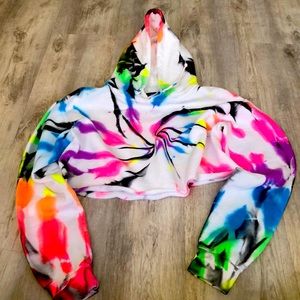 Myrrhe Cropped Tie Die Hoodie - small